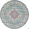 Homeroots 4 ft. Round Light Blue Distressed Medallion Area Rug 385333 - alternate 1